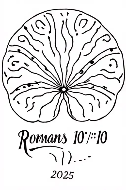 "10/11/2025,  Romans 10:9-10" sand dollar, whale shark, seashell tattoo design idea