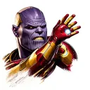 a full sleeve featuring Thanos and Iron Man tattoo design idea