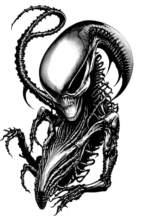 alien Xenomorph crawling up my arm tattoo design idea