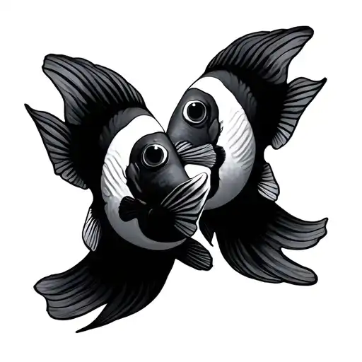 two clown fish in a anenone  tattoo design idea