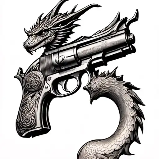 micro Draco gun with engraving tattoo design idea