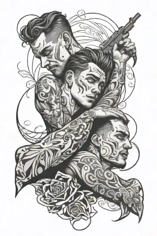 two guys spooning tattoo design idea