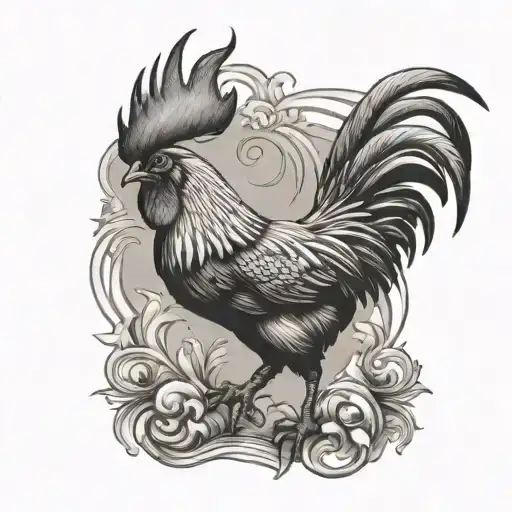 rooster jumping tattoo design idea