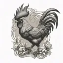 rooster jumping tattoo design idea