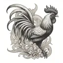 rooster jumping tattoo design idea