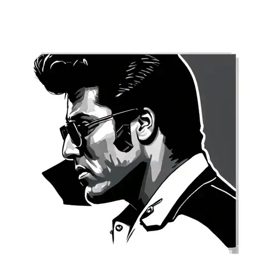elvis with glasses dressed like rocky tattoo design idea