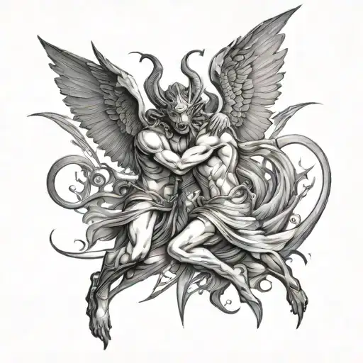 Demons And Angels Fighting tattoo design idea