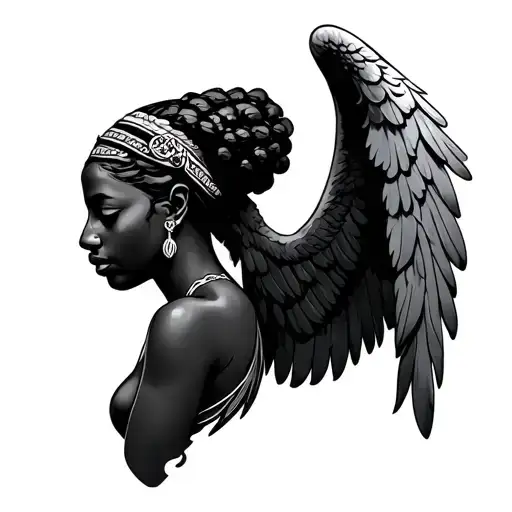 African Angel tattoo design idea