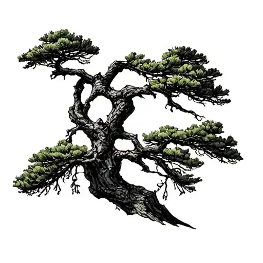 greek philosophers stone pine tree tattoo design idea