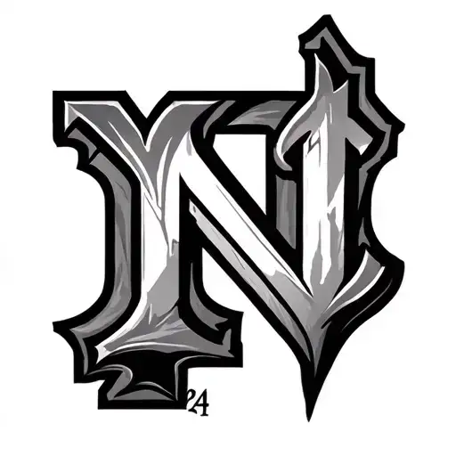 inverted shading tattoo of 214 and notre dame logo crossing  tattoo design idea