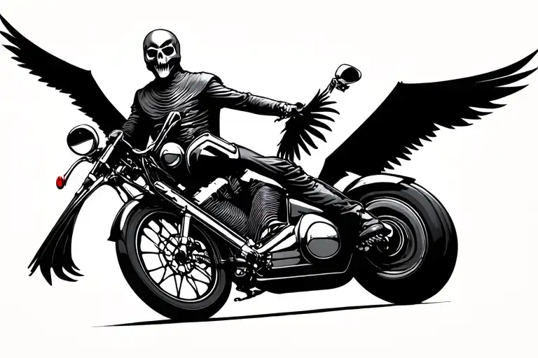 Reaper riding a Harley tattoo design idea