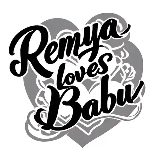 "Remya loves Babu" loving couples tattoo tattoo design idea