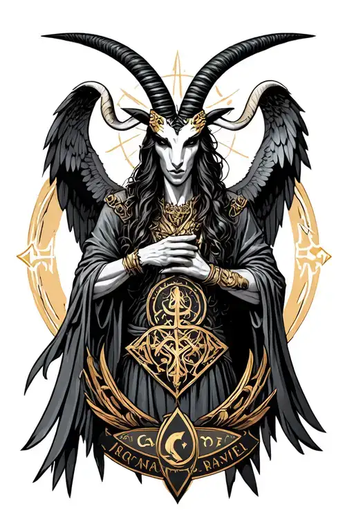 arcangel uriel with capricorn zodiac sign tattoo design idea