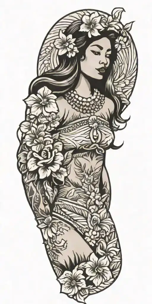 Hawaii woman tattoo design idea