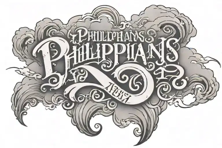philippians 4:13 written with clouds tattoo design idea