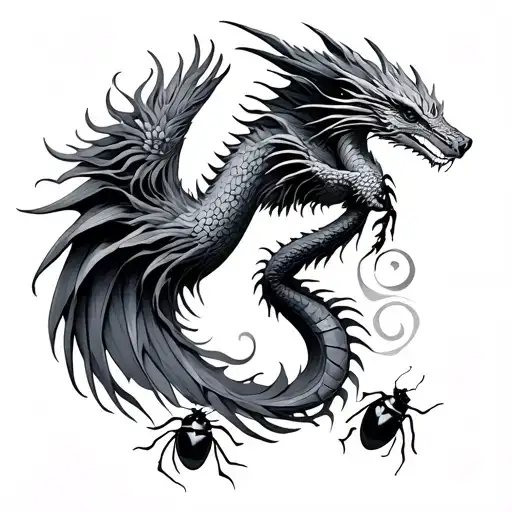 Phoenix dragon lady bugs Lilly's tattoo design idea