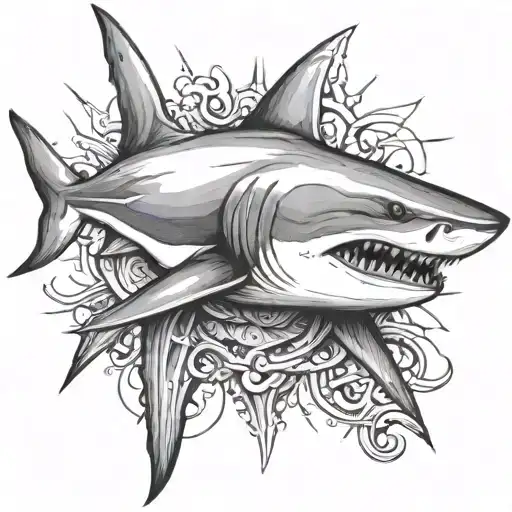 shark with anchor tattoo design idea