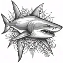 shark with anchor tattoo design idea