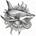 shark with anchor tattoo design idea