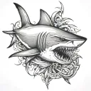 shark with anchor tattoo design idea