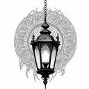 gothic cathedral lantern tattoo design idea