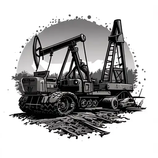 hunting oil field electric work tattoo design idea
