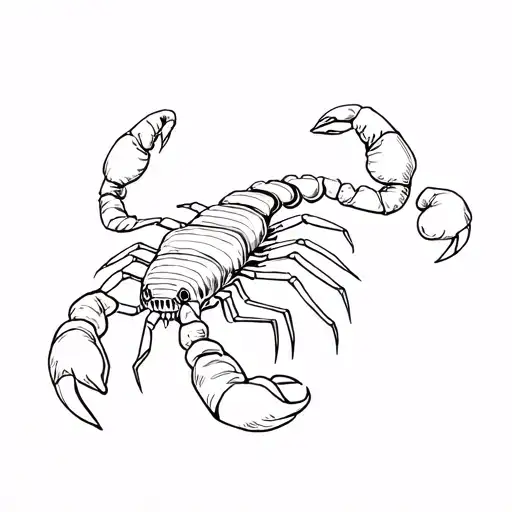 a simple typewriter and around it a scorpion with boxing gloves in its claws, all with fine lines tattoo design idea