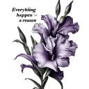  Gladiolus  Violet with words everything happens for a reason  for rib tattoo design idea