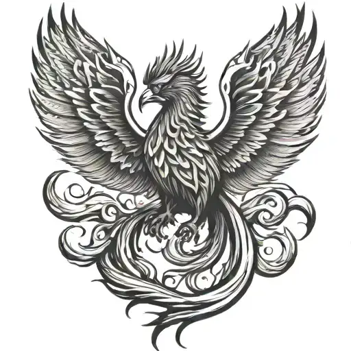 phoenix from ashes symbolizing overcoming PTSD tattoo design idea