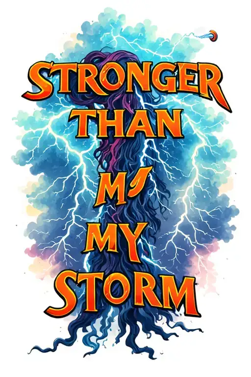 "STRONGER THAN MY STORM" THUNDERSTORM tattoo design idea