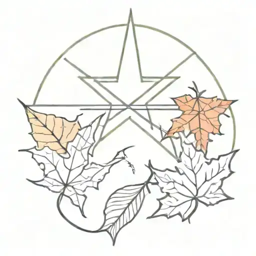 star and autumn leaf illuminating it tattoo design idea