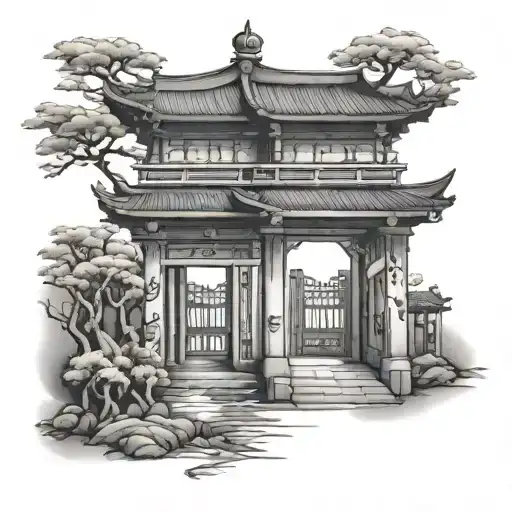 japenese gates traditional style tattoo tattoo design idea