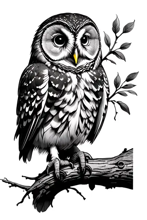 barred owl perched regally tattoo design idea