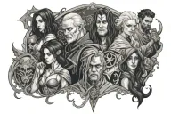 arcane with main characters tattoo design idea