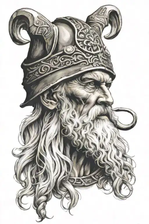 odin forward facing missing eye shining tattoo design idea
