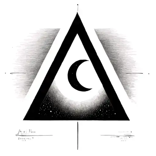 Minimalist inner forearm tattoo: vertical triangle with crescent moon inside (symbol of balance, intuition, personal gro tattoo design idea