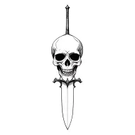 SKULL WITH DAGGER tattoo design idea