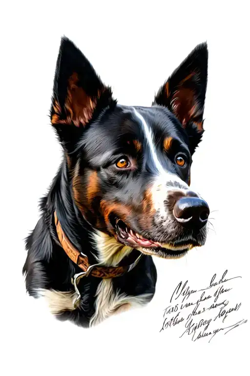 blue Heeler cattle dog playing tattoo design idea