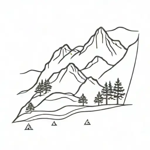 Lake District Lake Mountain Range tattoo design idea