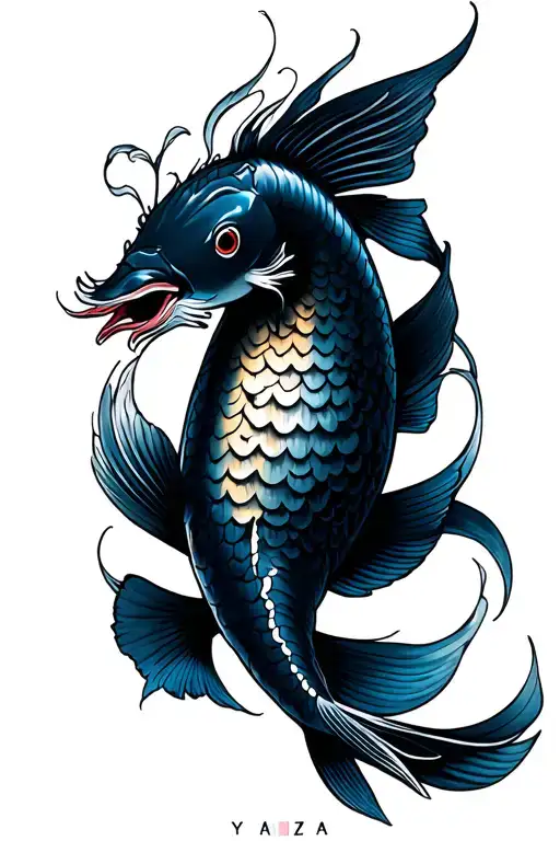 Yakuza japanese koi fish transforming tattoo design idea
