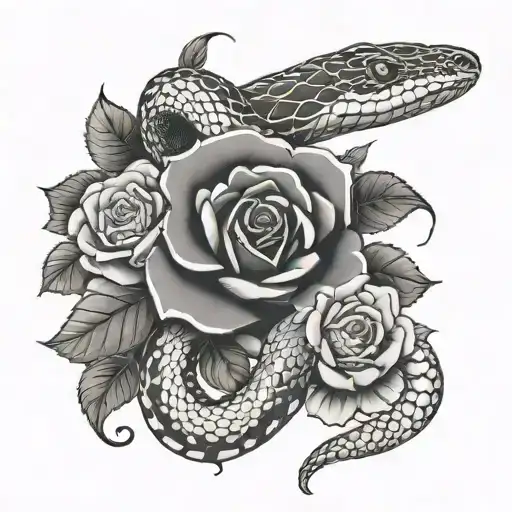 snakes and roses  tattoo design idea