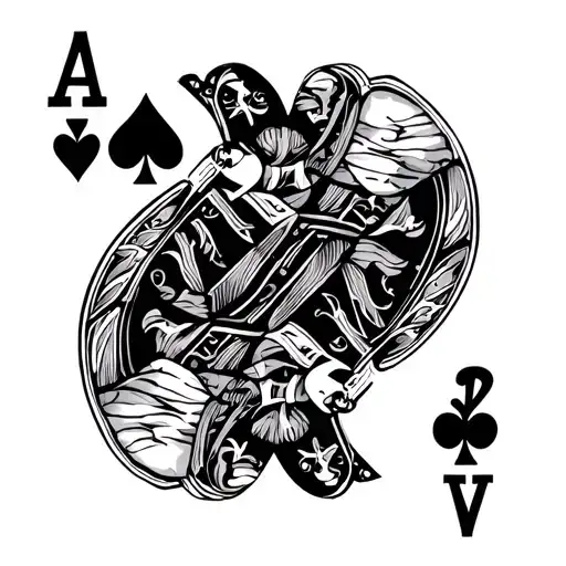 2 of hearts and 7 spades card tattoo design idea