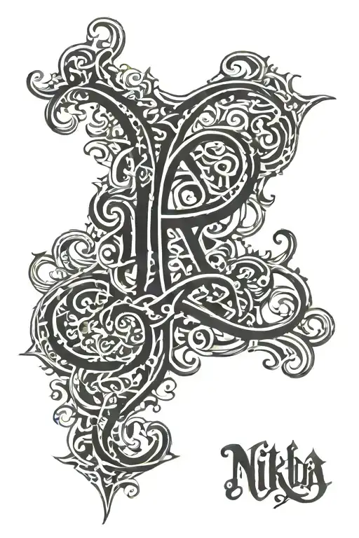nikola 1997 gothic letters no back tattoo design idea