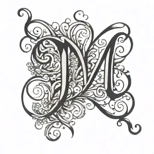 cursive M letter tattoo design idea