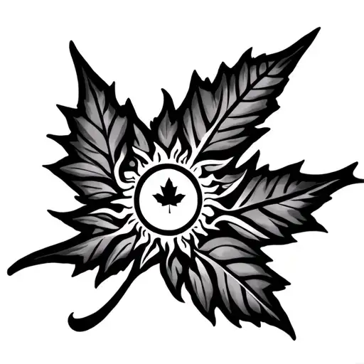 phillippines sun mixed with canada maple leaf tribal tattoo design idea