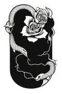 rose and snake blackout tattoo design idea