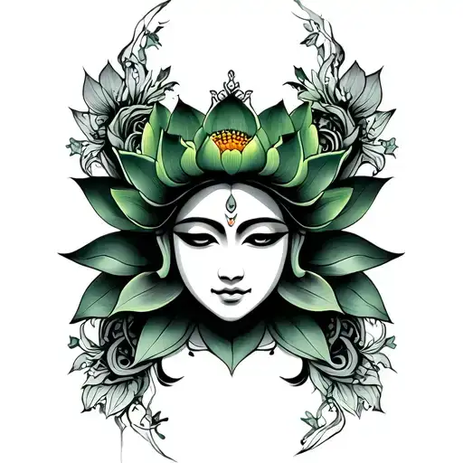Green Tara Lotus boredom tattoo design idea