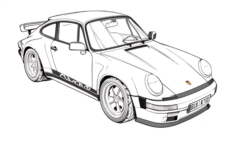 porsche 911 turbo 1980 de profile tattoo design idea