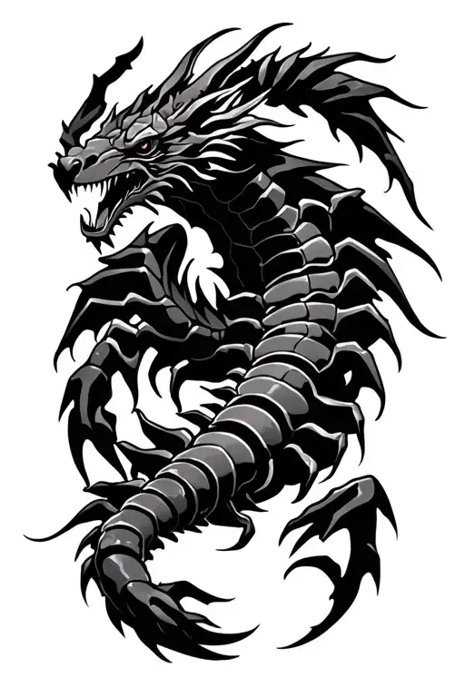 dragon scorpion tribal with libra scale tattoo design idea