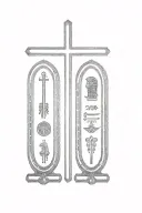 two egyptian pharaohs and a cross tattoo design idea